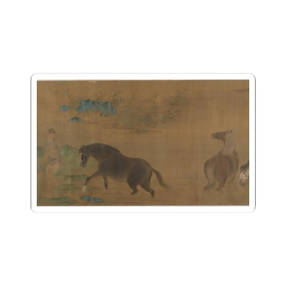 Unidentified artist - Washing Horses in a River - dated 1309 v10 - STICKER Vinyl Kiss-Cut Decal
