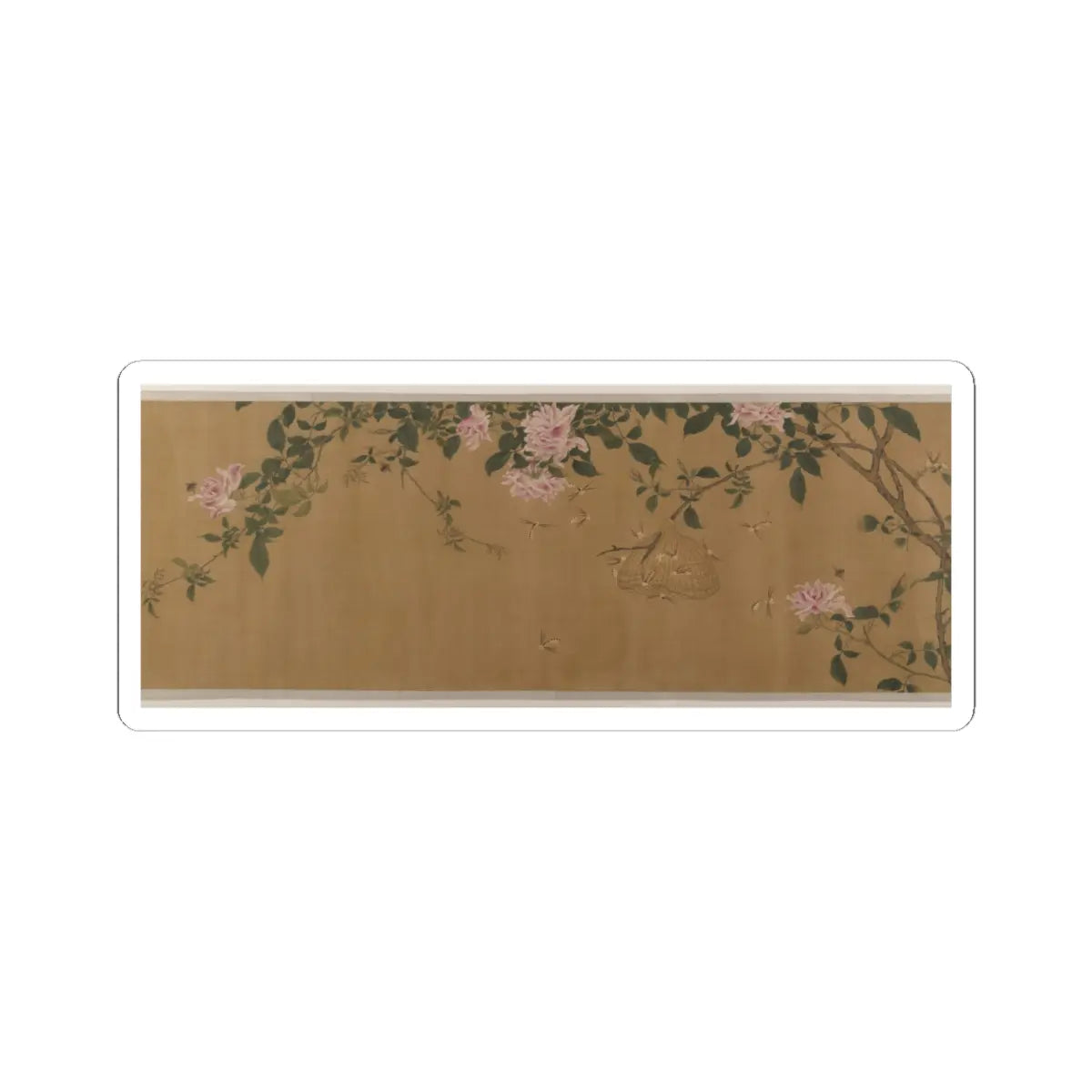Unidentified artist - Yellow Roses and Bees, Pink Roses and Wasps - unknown v8 - STICKER Vinyl Kiss-Cut Decal