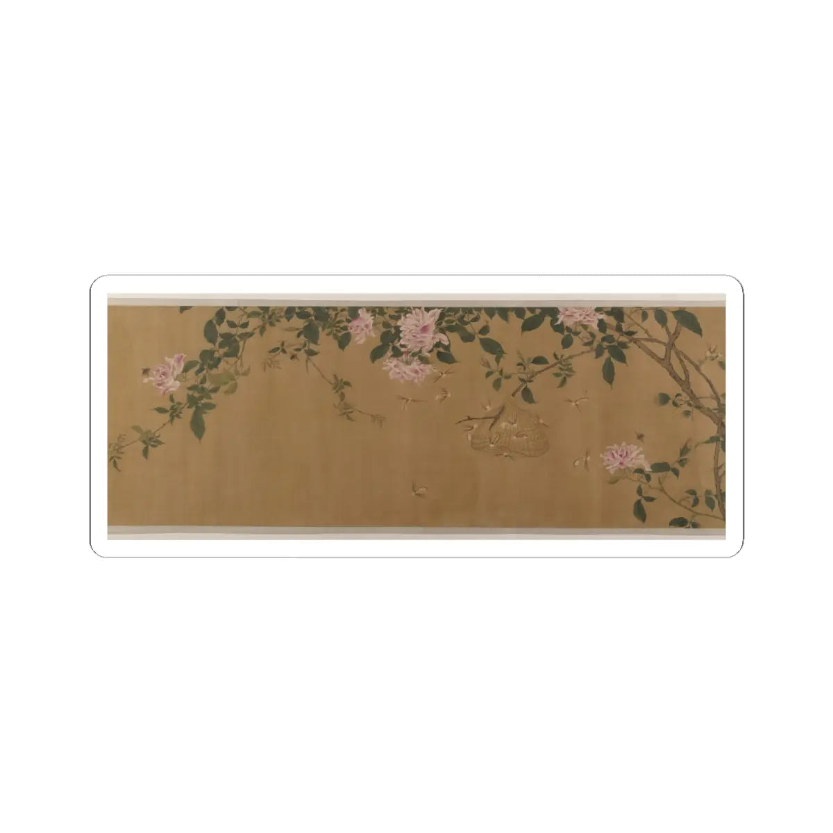 Unidentified artist - Yellow Roses and Bees, Pink Roses and Wasps - unknown v8 - STICKER Vinyl Kiss-Cut Decal