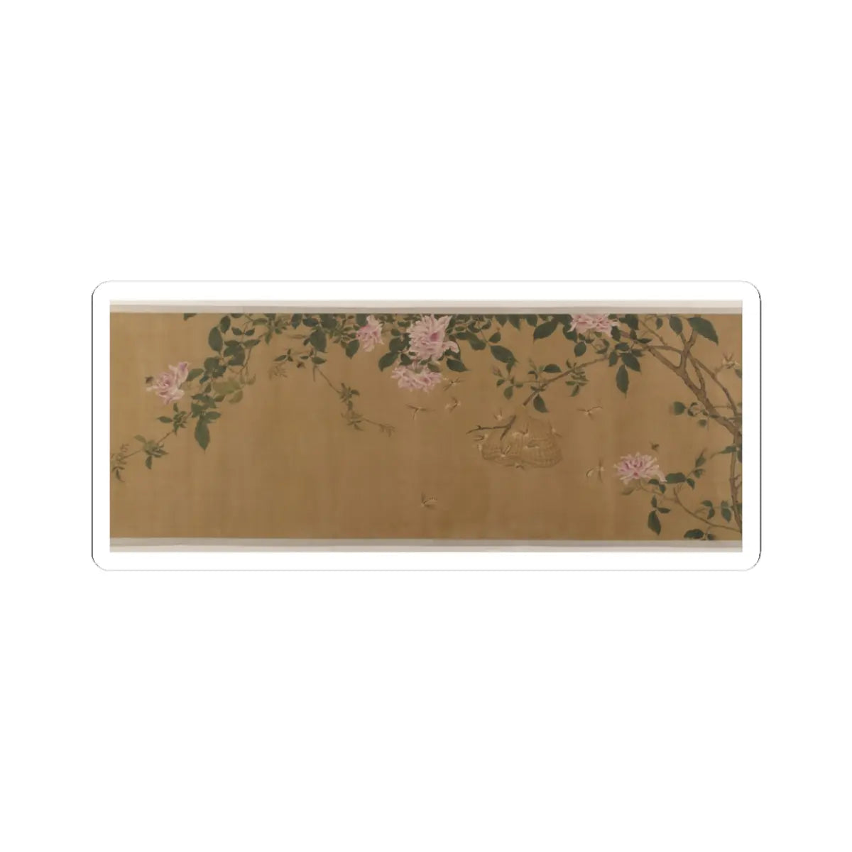 Unidentified artist - Yellow Roses and Bees, Pink Roses and Wasps - unknown v8 - STICKER Vinyl Kiss-Cut Decal