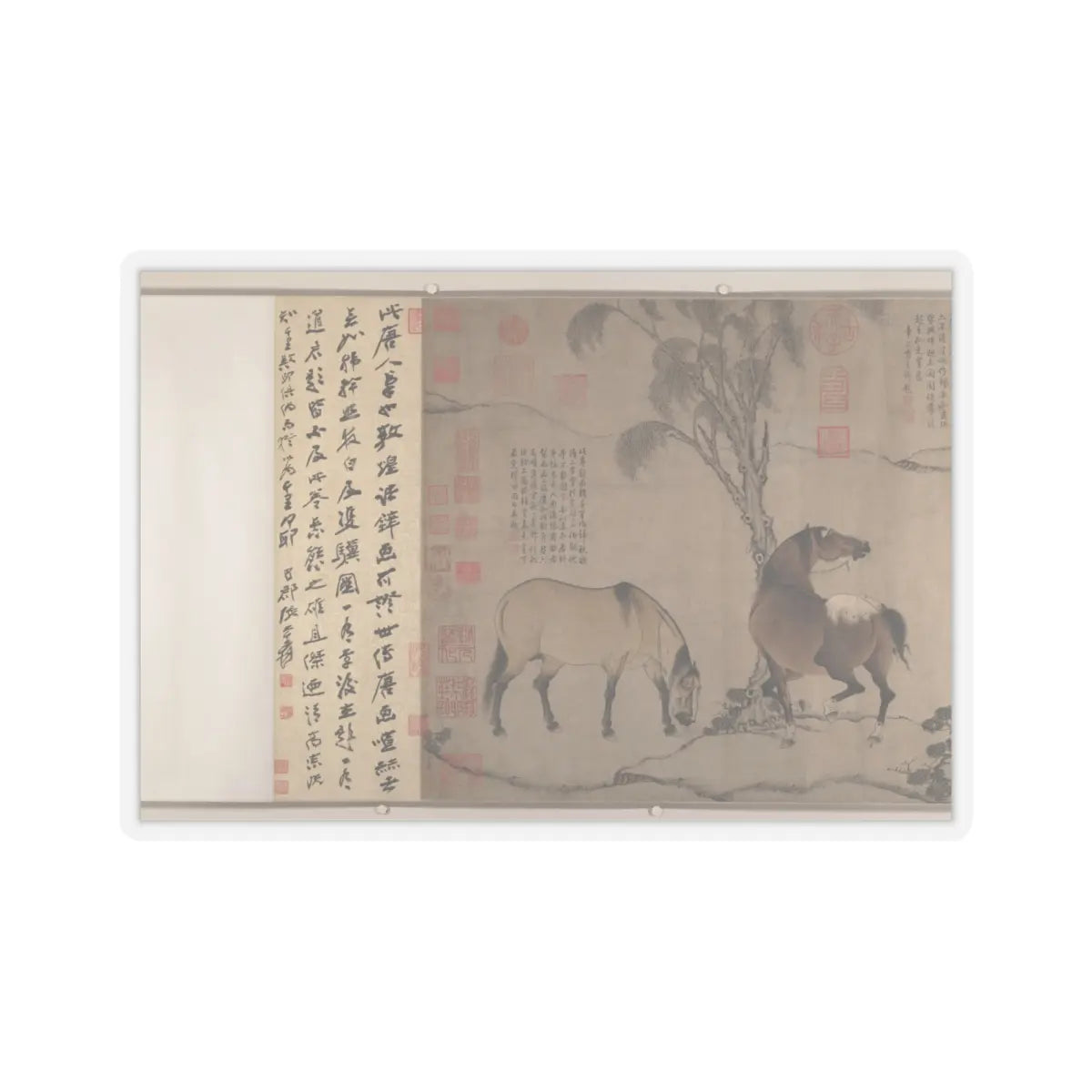 Unidentified artists - Six Horses - First half of scroll, 13th v8 - STICKER Vinyl Kiss-Cut Decal