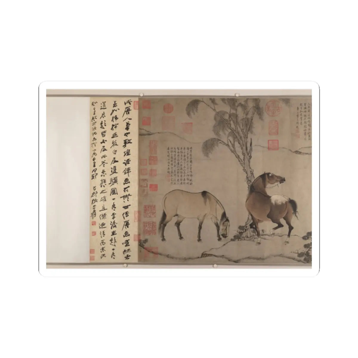 Unidentified artists - Six Horses - First half of scroll, 13th v8 - STICKER Vinyl Kiss-Cut Decal