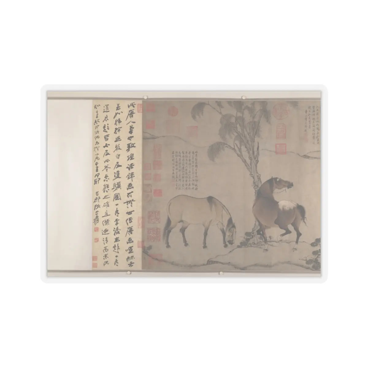 Unidentified artists - Six Horses - First half of scroll, 13th v8 - STICKER Vinyl Kiss-Cut Decal