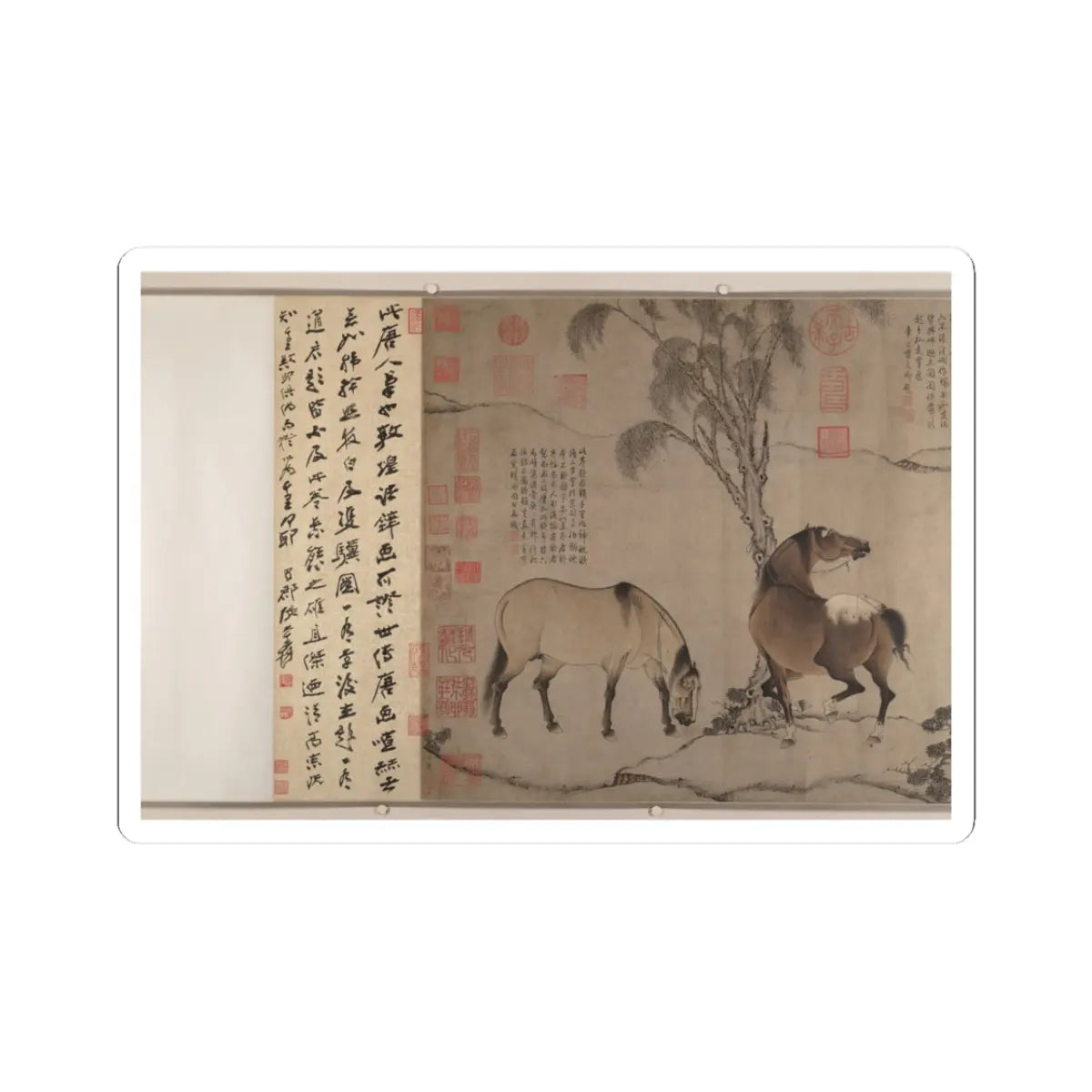 Unidentified artists - Six Horses - First half of scroll, 13th v8 - STICKER Vinyl Kiss-Cut Decal