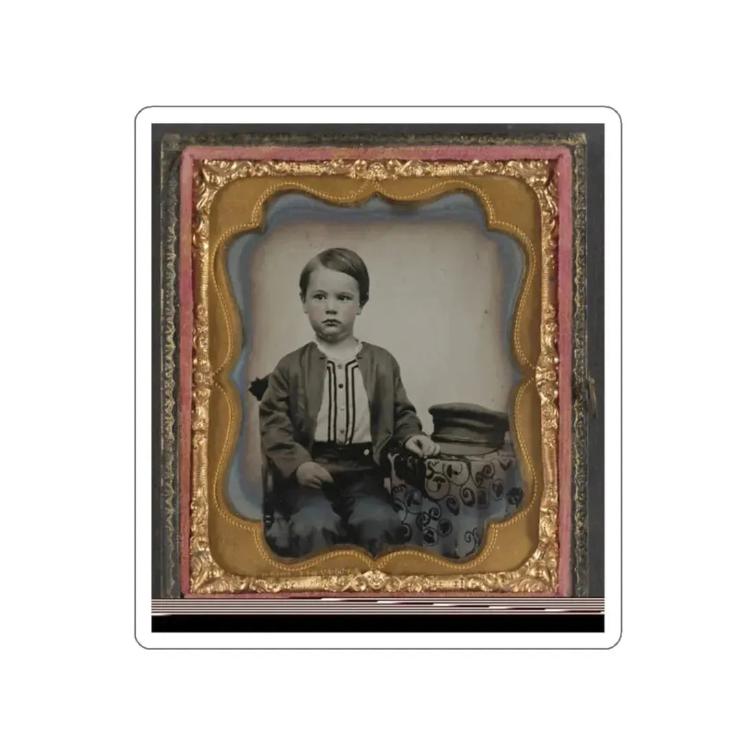 Unidentified Boy In Zouave-Style Shirt With Engineer's Cap (1) (U.S. Civil War) STICKER Vinyl Die-Cut Decal White Die-Cut 2 Inch - The Sticker Space