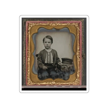 Unidentified Boy In Zouave-Style Shirt With Engineer's Cap (1) (U.S. Civil War) STICKER Vinyl Die-Cut Decal White Die-Cut 2 Inch - The Sticker Space