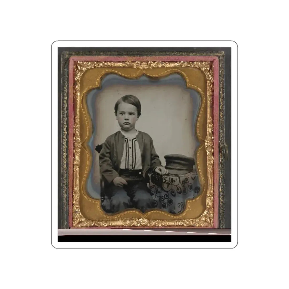 Unidentified Boy In Zouave-Style Shirt With Engineer's Cap (1) (U.S. Civil War) STICKER Vinyl Die-Cut Decal White Die-Cut 3 Inch - The Sticker Space