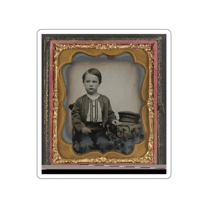 Unidentified Boy In Zouave-Style Shirt With Engineer's Cap (1) (U.S. Civil War) STICKER Vinyl Die-Cut Decal White Die-Cut 6 Inch - The Sticker Space