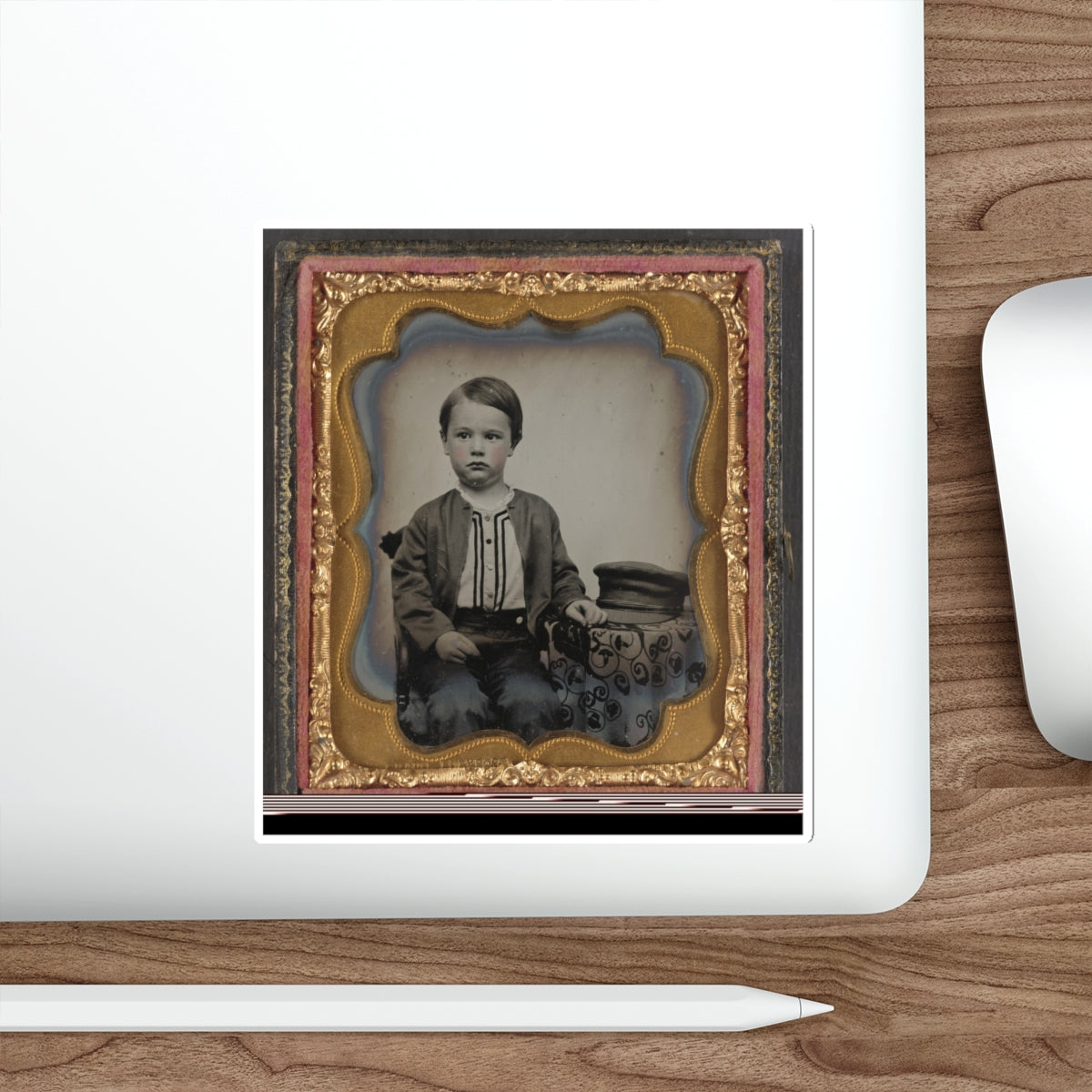 Unidentified Boy In Zouave-Style Shirt With Engineer's Cap (1) (U.S. Civil War) STICKER Vinyl Die-Cut Decal-The Sticker Space