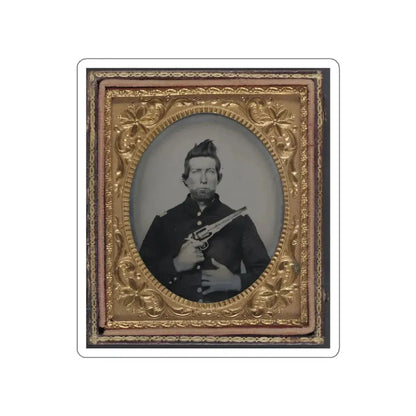 Unidentified Cavalry Soldier In Union Frock Coat With Remington New Model Army Revolver (U.S. Civil War) STICKER Vinyl Die-Cut Decal White Die-Cut 3 Inch - The Sticker Space