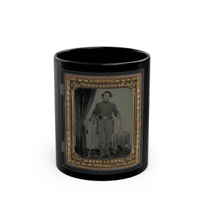 Unidentified Cavalry Soldier In Union Uniform With Bugle And Sword (U.S. Civil War) Black Coffee Mug-11oz-The Sticker Space