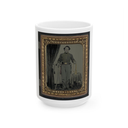 Unidentified Cavalry Soldier In Union Uniform With Bugle And Sword (U.S. Civil War) White Coffee Mug-15oz-The Sticker Space