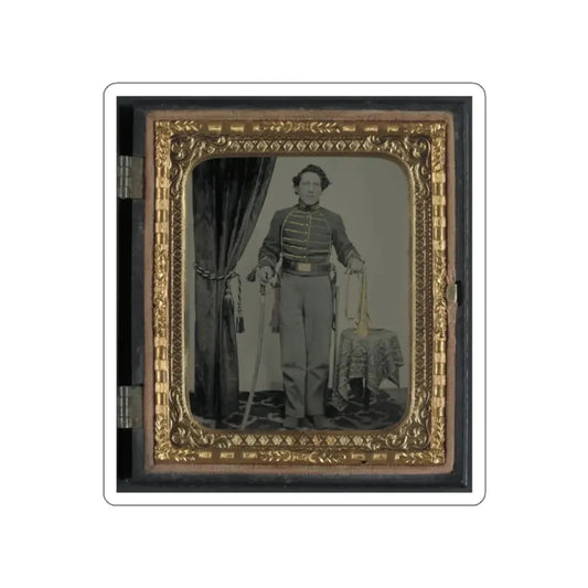 Unidentified Cavalry Soldier In Union Uniform With Bugle And Sword (U.S. Civil War) STICKER Vinyl Die-Cut Decal White Die-Cut 2 Inch - The Sticker Space