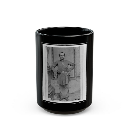 Unidentified Confederate( ) Officer, Full-Length Portrait, Standing, With Sword In Right Hand (U.S. Civil War) Black Coffee Mug-15oz-The Sticker Space