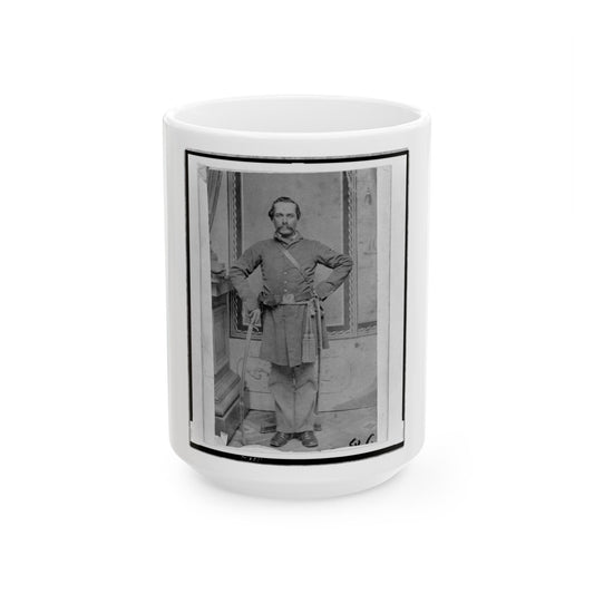 Unidentified Confederate( ) Officer, Full-Length Portrait, Standing, With Sword In Right Hand (U.S. Civil War) White Coffee Mug-15oz-The Sticker Space