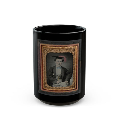 Unidentified Graduating Cadet In Military Trousers And Mortarboard (U.S. Civil War) Black Coffee Mug-15oz-The Sticker Space