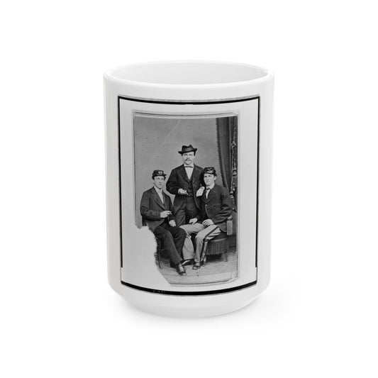 Unidentified Group Of Three Men, Full-Length Portrait, Two Seated, One Standing In The Background, Facing Front (U.S. Civil War) White Coffee Mug-15oz-The Sticker Space