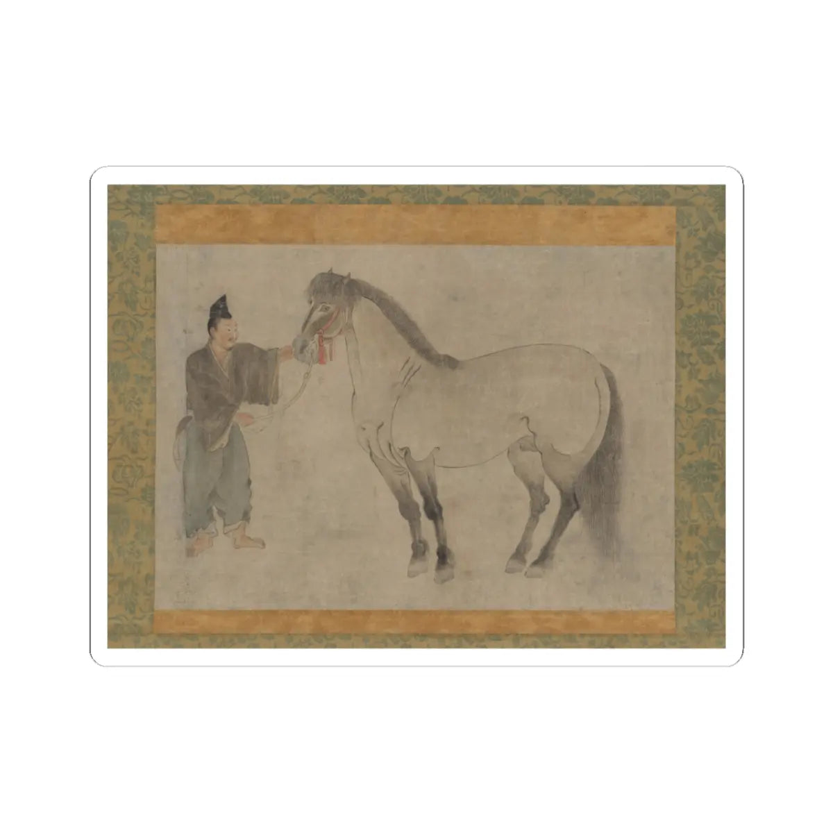 Unidentified - Horse and Groom - 14th century v1 - STICKER Vinyl Kiss-Cut Decal