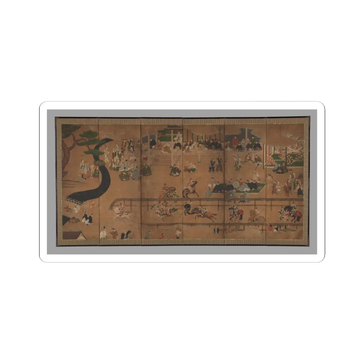 Unidentified - Horse Race at the Kamo Shrine - ca. 1600 v1 - STICKER Vinyl Kiss-Cut Decal