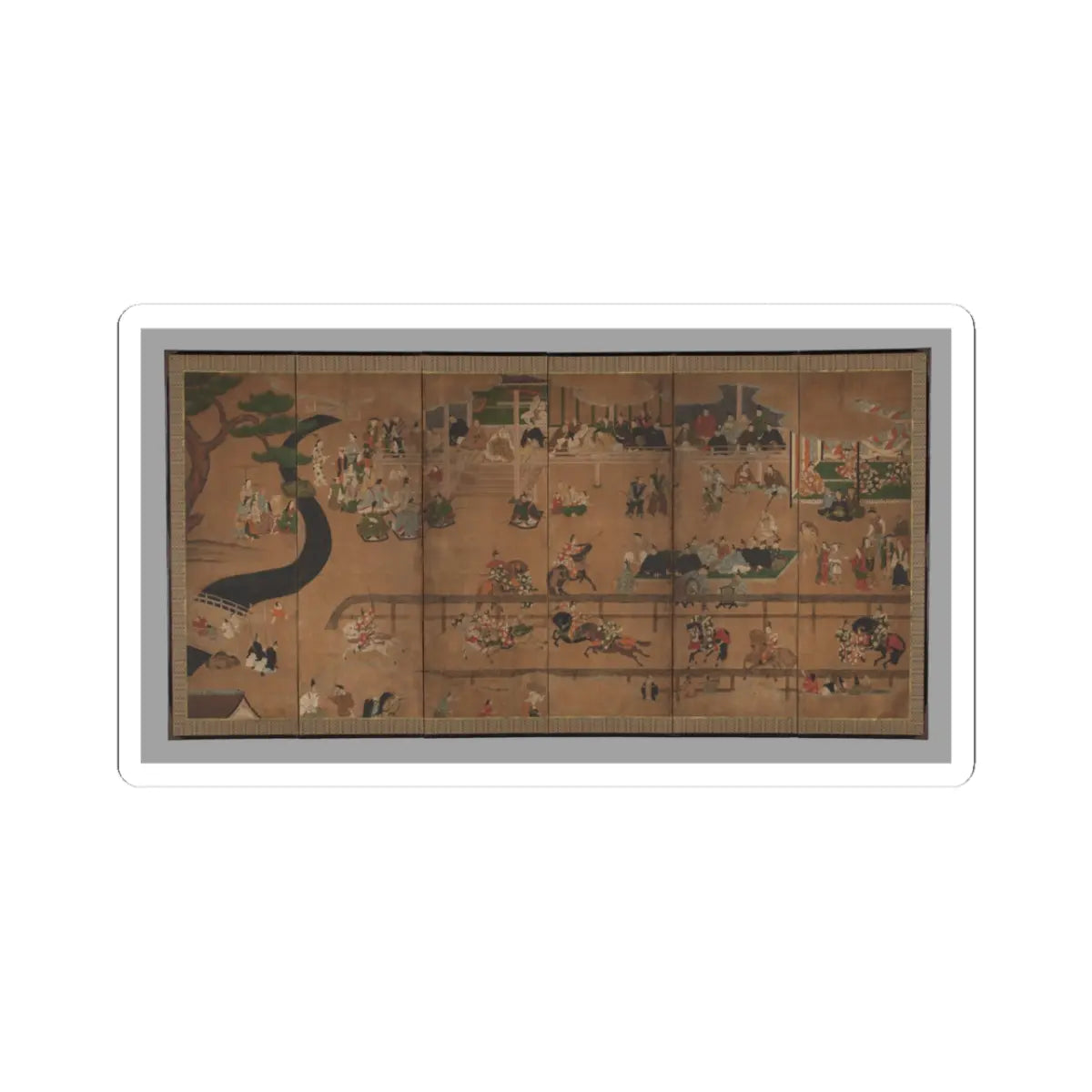 Unidentified - Horse Race at the Kamo Shrine - ca. 1600 v1 - STICKER Vinyl Kiss-Cut Decal