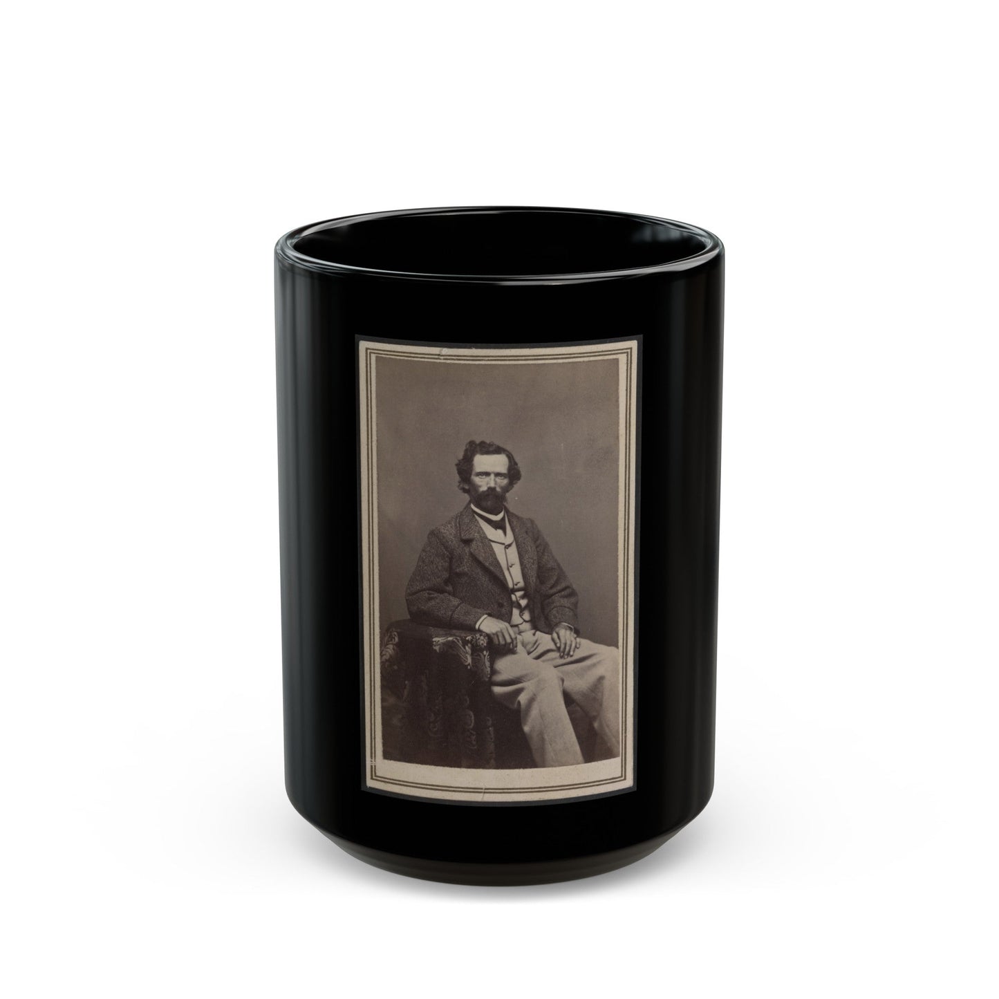 Unidentified Man Seated At Table (U.S. Civil War) Black Coffee Mug-15oz-The Sticker Space