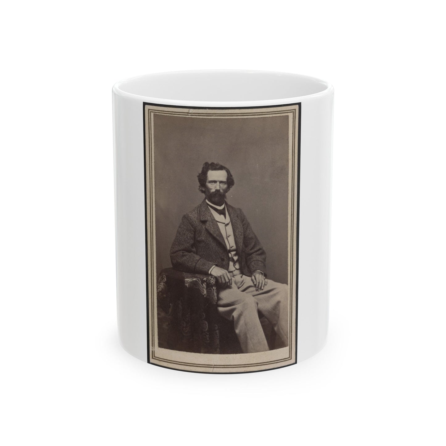 Unidentified Man Seated At Table (U.S. Civil War) White Coffee Mug-11oz-The Sticker Space