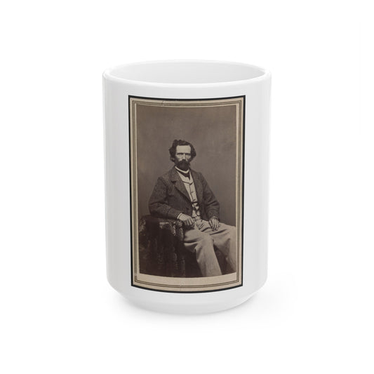 Unidentified Man Seated At Table (U.S. Civil War) White Coffee Mug-15oz-The Sticker Space