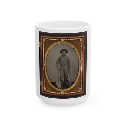 Unidentified Man With Gold Mining Equipment And Wearing A U.S. Beltplate (U.S. Civil War) White Coffee Mug-15oz-The Sticker Space