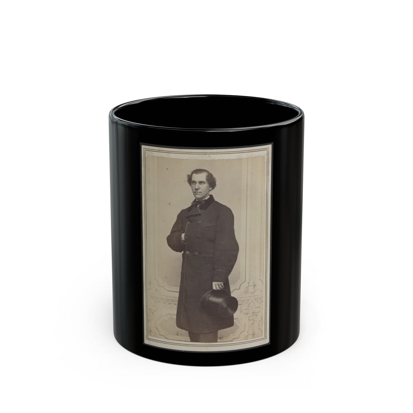 Unidentified Man With Hat (U.S. Civil War) Black Coffee Mug-11oz-The Sticker Space