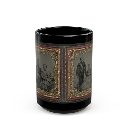 Unidentified Man, Woman, And Child And Unidentified Soldier With Musket And Woman (U.S. Civil War) Black Coffee Mug-15oz-The Sticker Space