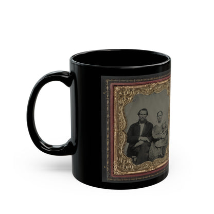 Unidentified Man, Woman, And Child And Unidentified Soldier With Musket And Woman (U.S. Civil War) Black Coffee Mug-The Sticker Space