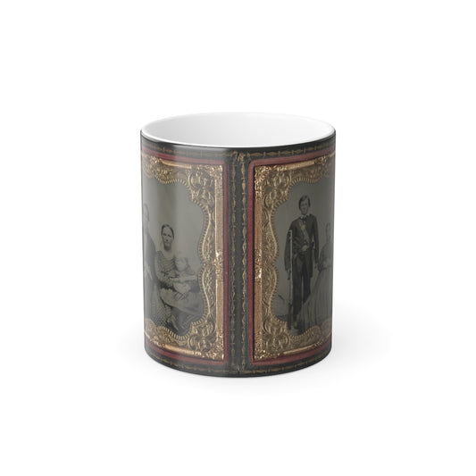 Unidentified Man, Woman, and Child and Unidentified Soldier With Musket and Woman (U.S. Civil War) Color Morphing Mug 11oz-11oz-The Sticker Space