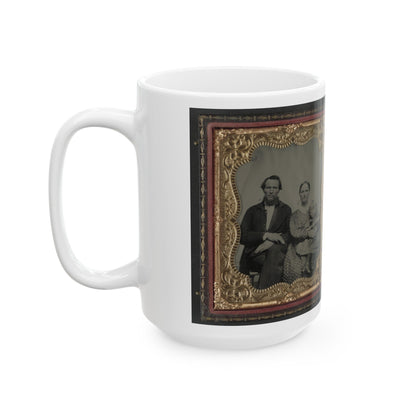 Unidentified Man, Woman, And Child And Unidentified Soldier With Musket And Woman (U.S. Civil War) White Coffee Mug-The Sticker Space