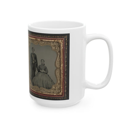 Unidentified Man, Woman, And Child And Unidentified Soldier With Musket And Woman (U.S. Civil War) White Coffee Mug-The Sticker Space