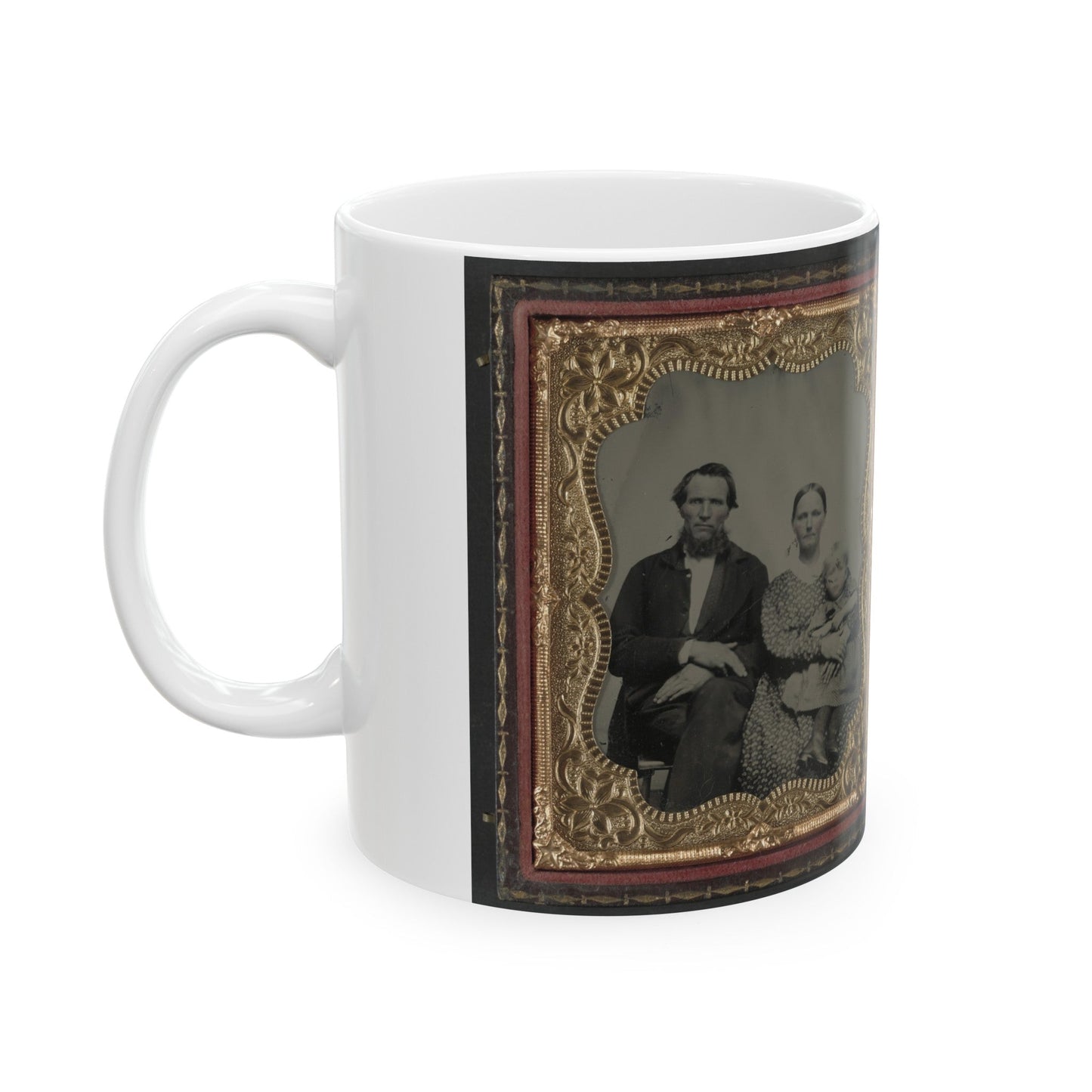 Unidentified Man, Woman, And Child And Unidentified Soldier With Musket And Woman (U.S. Civil War) White Coffee Mug-The Sticker Space