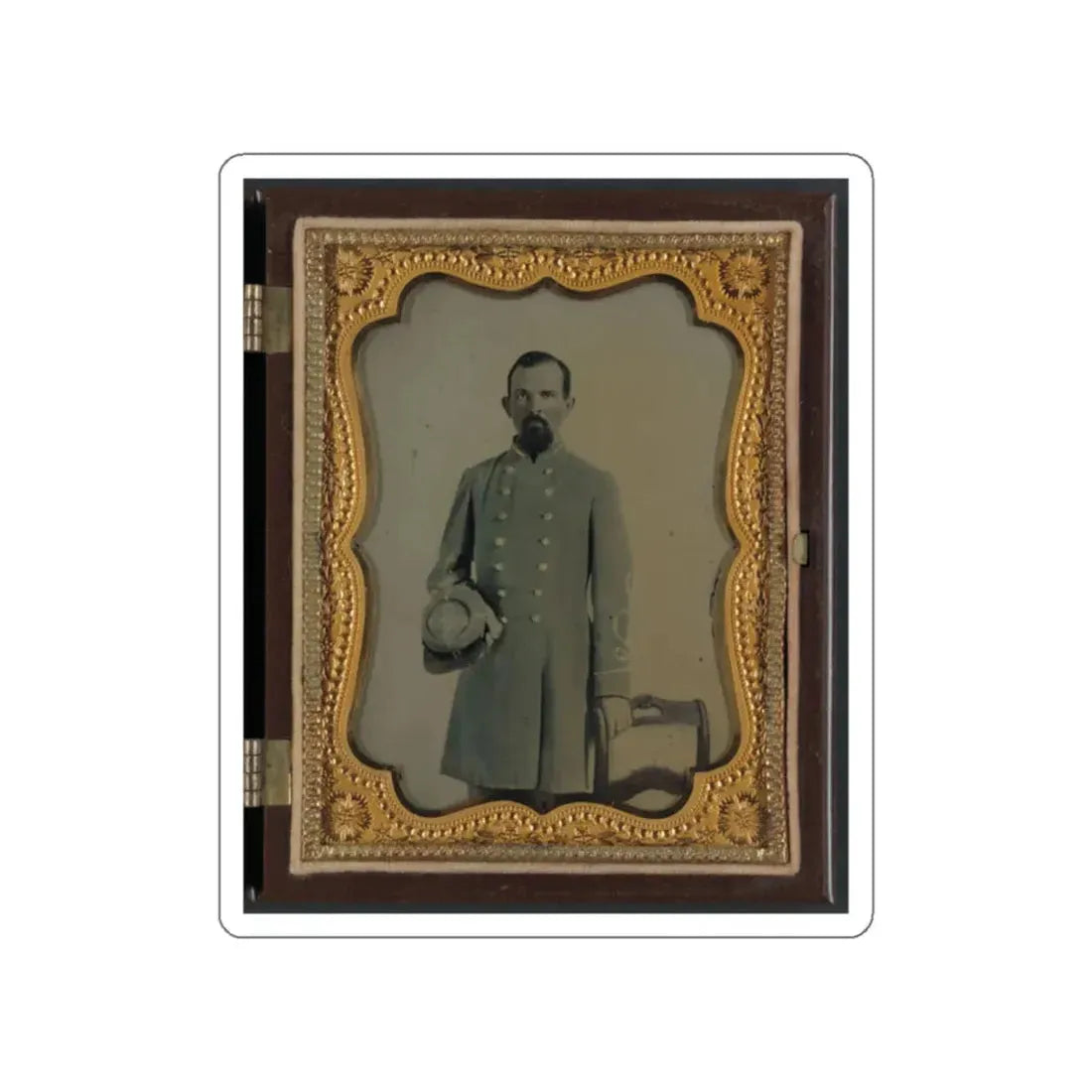 Unidentified Officer In Confederate Lieutenant's Uniform With Kepi (U.S. Civil War) STICKER Vinyl Die-Cut Decal White Die-Cut 2 Inch - The Sticker Space