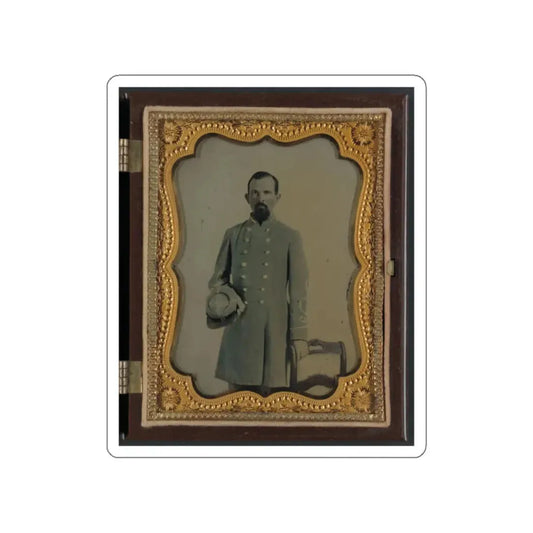 Unidentified Officer In Confederate Lieutenant's Uniform With Kepi (U.S. Civil War) STICKER Vinyl Die-Cut Decal White Die-Cut 2 Inch - The Sticker Space