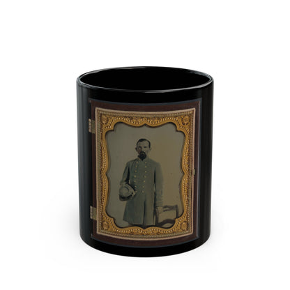 Unidentified Officer In Confederate Lieutenant's Uniform With Kepi (U.S. Civil War) Black Coffee Mug-11oz-The Sticker Space