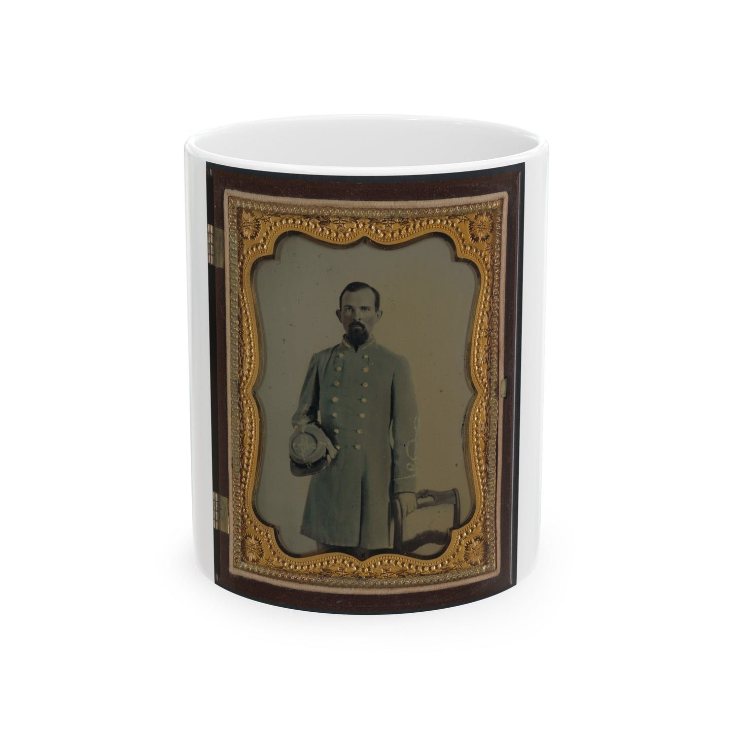 Unidentified Officer In Confederate Lieutenant's Uniform With Kepi (U.S. Civil War) White Coffee Mug-11oz-The Sticker Space