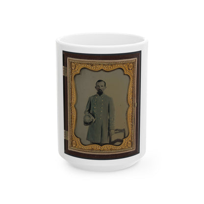 Unidentified Officer In Confederate Lieutenant's Uniform With Kepi (U.S. Civil War) White Coffee Mug-15oz-The Sticker Space