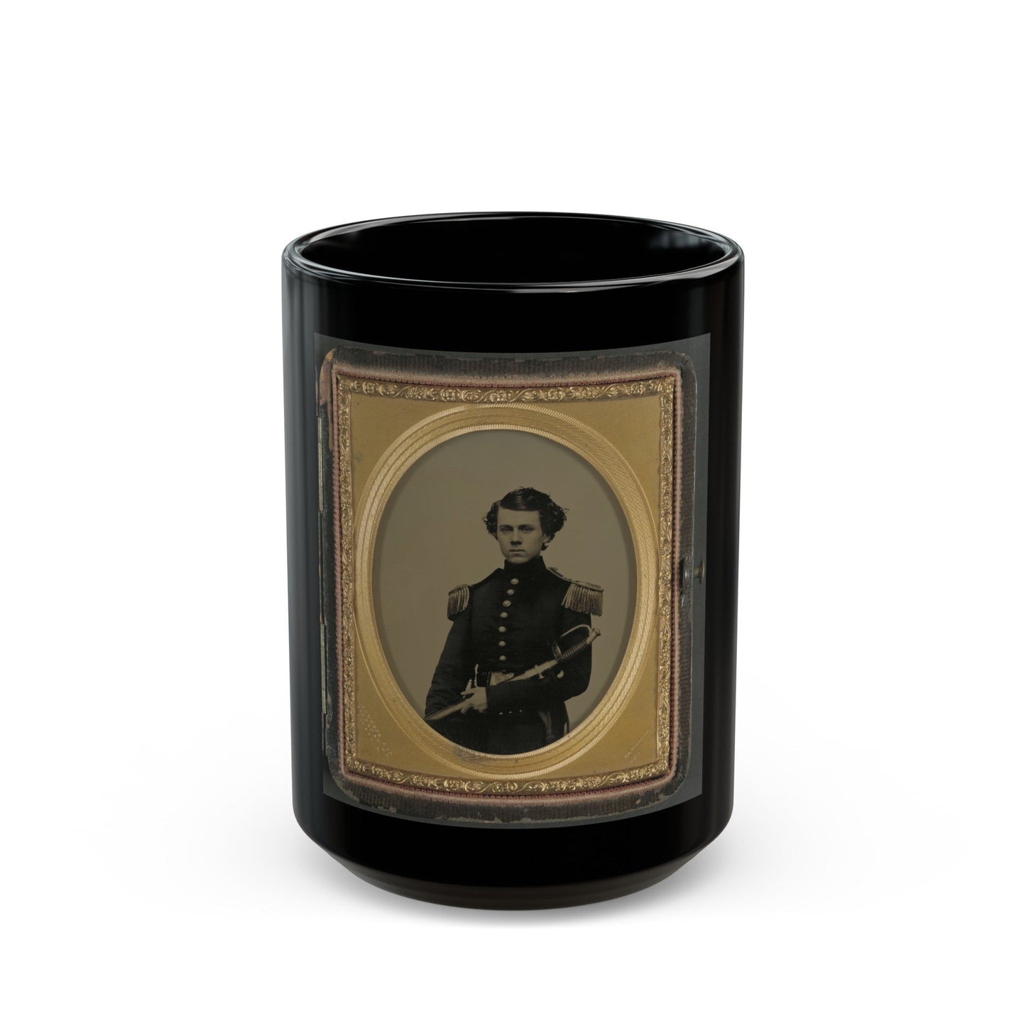 Unidentified Officer In Union Uniform With Sword (U.S. Civil War) Black Coffee Mug-15oz-The Sticker Space