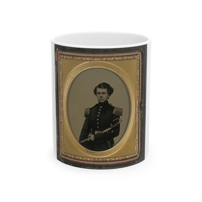 Unidentified Officer In Union Uniform With Sword (U.S. Civil War) White Coffee Mug-11oz-The Sticker Space