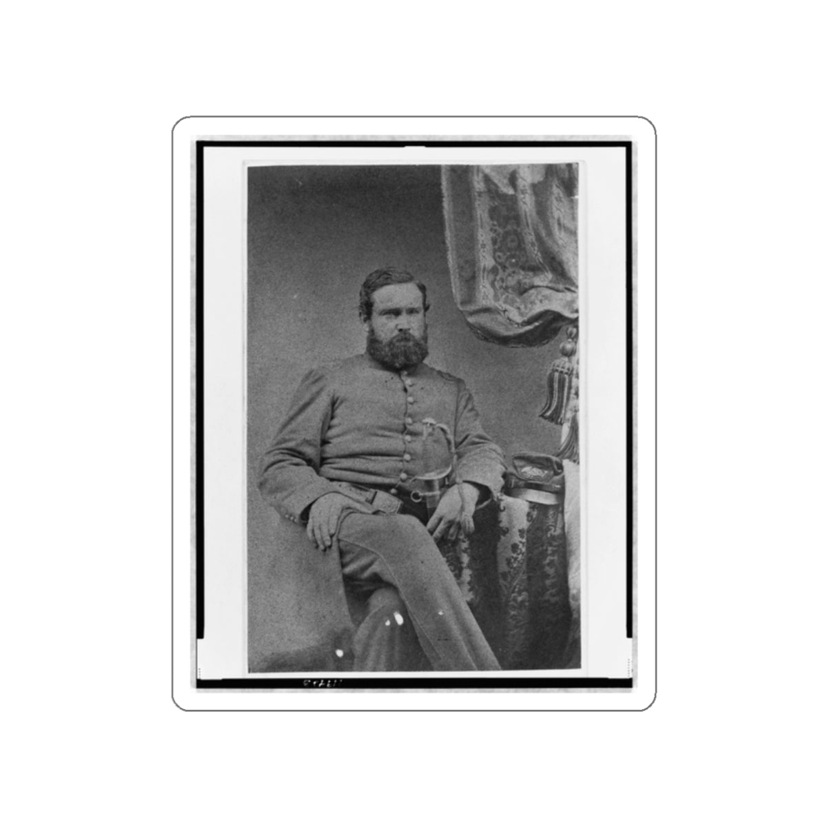 Unidentified Officer, Three-Quarter Length Portrait, Seated, With Left Hand On Sword, Facing Right (U.S. Civil War) STICKER Vinyl Die-Cut Decal-White-The Sticker Space