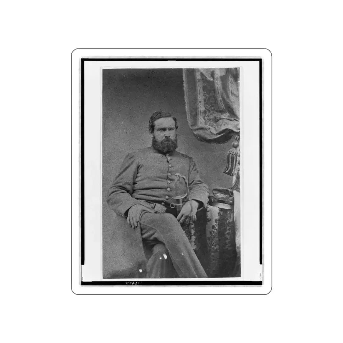 Unidentified Officer, Three-Quarter Length Portrait, Seated, With Left Hand On Sword, Facing Right (U.S. Civil War) STICKER Vinyl Die-Cut Decal White Die-Cut 6 Inch - The Sticker Space