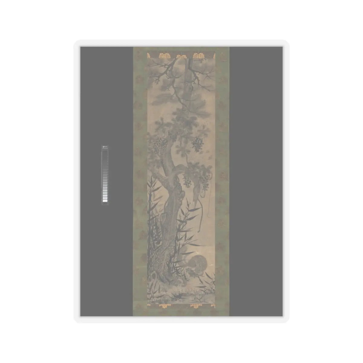Unidentified - Pine, Bamboo, Grape, and Squirrel - 18th–19th century v1 - STICKER Vinyl Kiss-Cut Decal