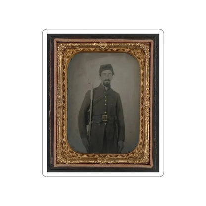 Unidentified Private In Confederate Uniform And Georgia Frame Buckle With Bayoneted Musket (U.S. Civil War) STICKER Vinyl Die-Cut Decal - The Sticker Space