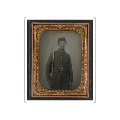 Unidentified Private In Confederate Uniform And Georgia Frame Buckle With Bayoneted Musket (U.S. Civil War) STICKER Vinyl Die-Cut Decal White Die-Cut 2 Inch - The Sticker Space
