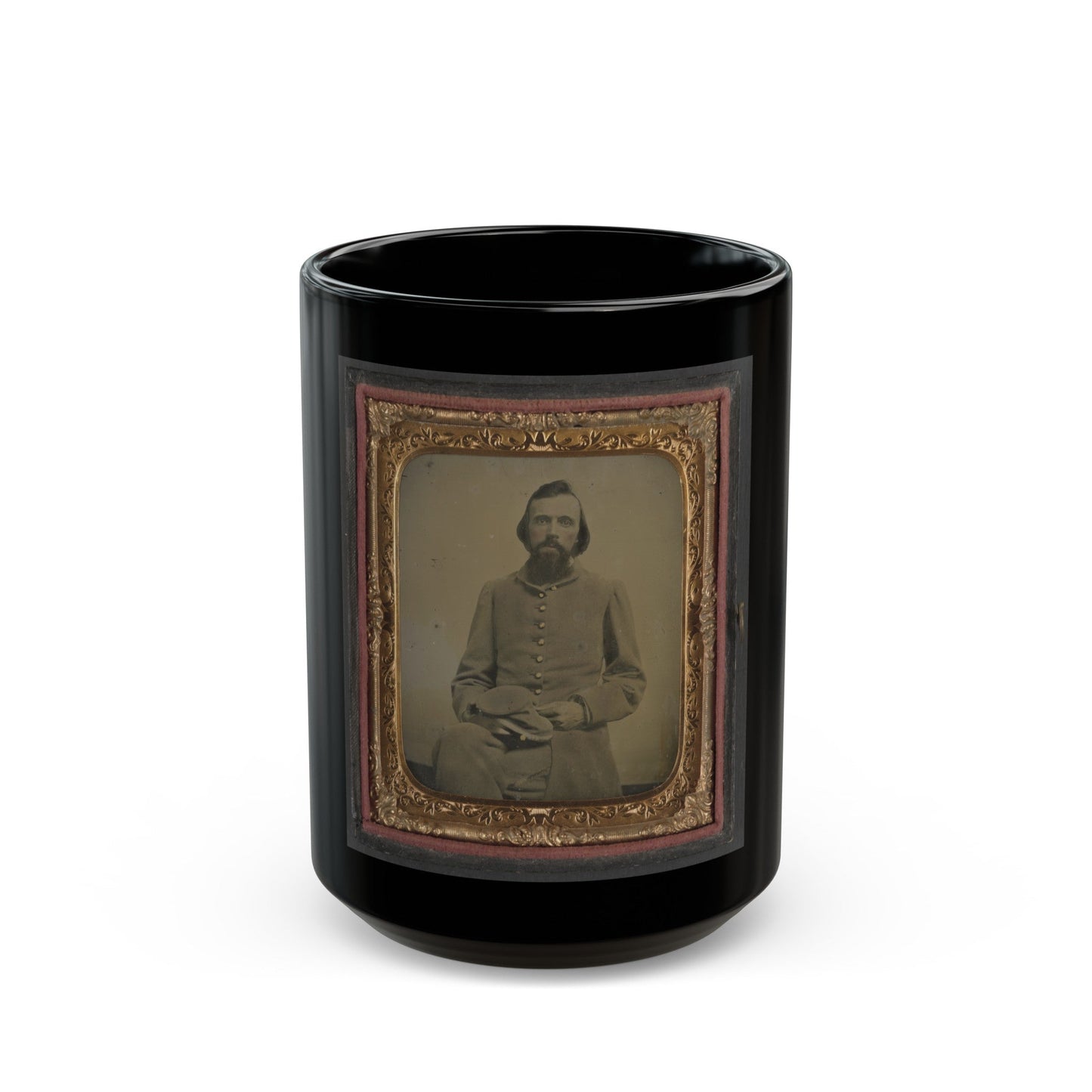 Unidentified Private In Confederate Uniform (U.S. Civil War) Black Coffee Mug-15oz-The Sticker Space