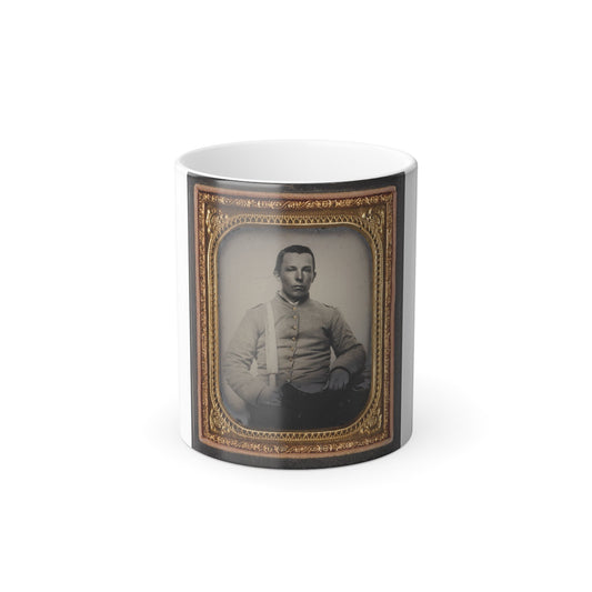 Unidentified Private in Confederate Uniform With Bowie Knife (U.S. Civil War) Color Morphing Mug 11oz-11oz-The Sticker Space