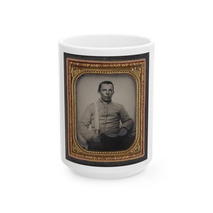 Unidentified Private In Confederate Uniform With Bowie Knife (U.S. Civil War) White Coffee Mug-15oz-The Sticker Space